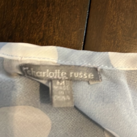 Charlotte Russe size M women’s top. Blue with white spots see through with ties - Picture 5 of 7